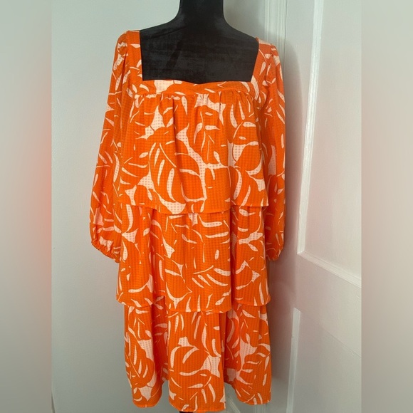Who What Wear NWT Orange  Tropical Patterned Women's Dress - Picture 1 of 4